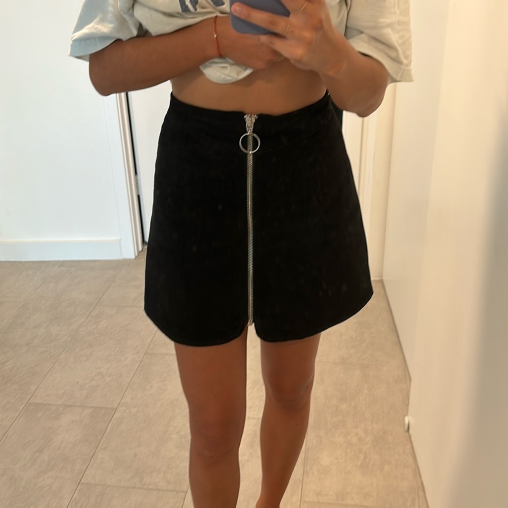 Genuine leather zip up Zara skirt